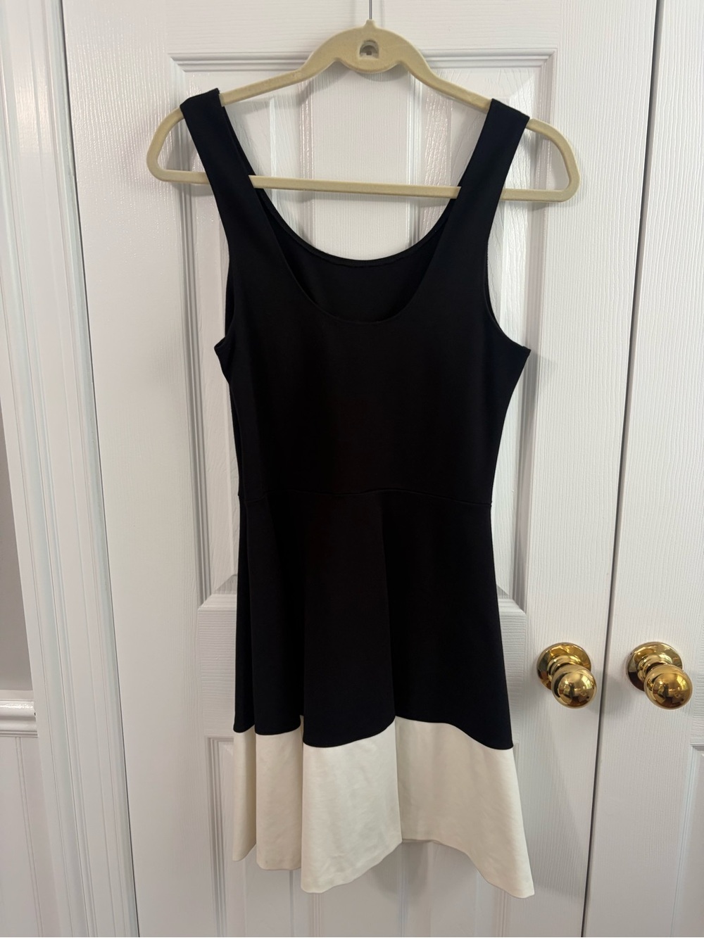 Aqua Black and Cream Sleeveless Colorblock Tank Dress